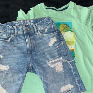 Nike Kids Navy Blue T-Shirt w/Jean Shorts (H&M)